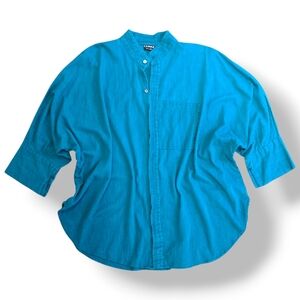 Dilemma Organic Cotton Batwing Shirt XL/XXL Lagenlook Turquoise Art-To-Wear